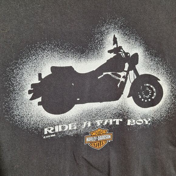 Harley Davidson vintage double sided graphic tee Mens XL Y2K Ride a fat boy 2005 - Picture 5 of 5
